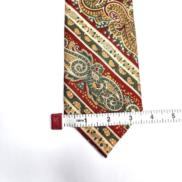 JOHN COMFORT Men's 100% Silk Necktie ENGLAND Designer Paisley Red/Multi EUC - Picture 3 of 7
